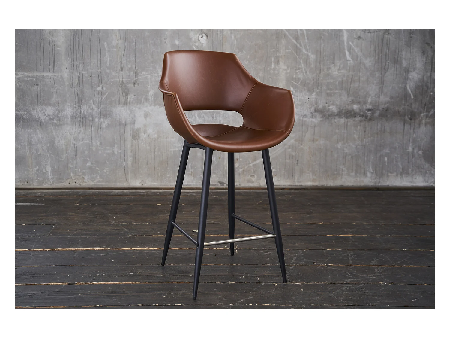 Tabouret - marron similicuir - CALI