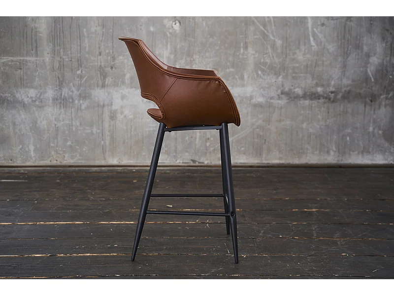 Thekenhocker - Braun Kunstleder - CALI