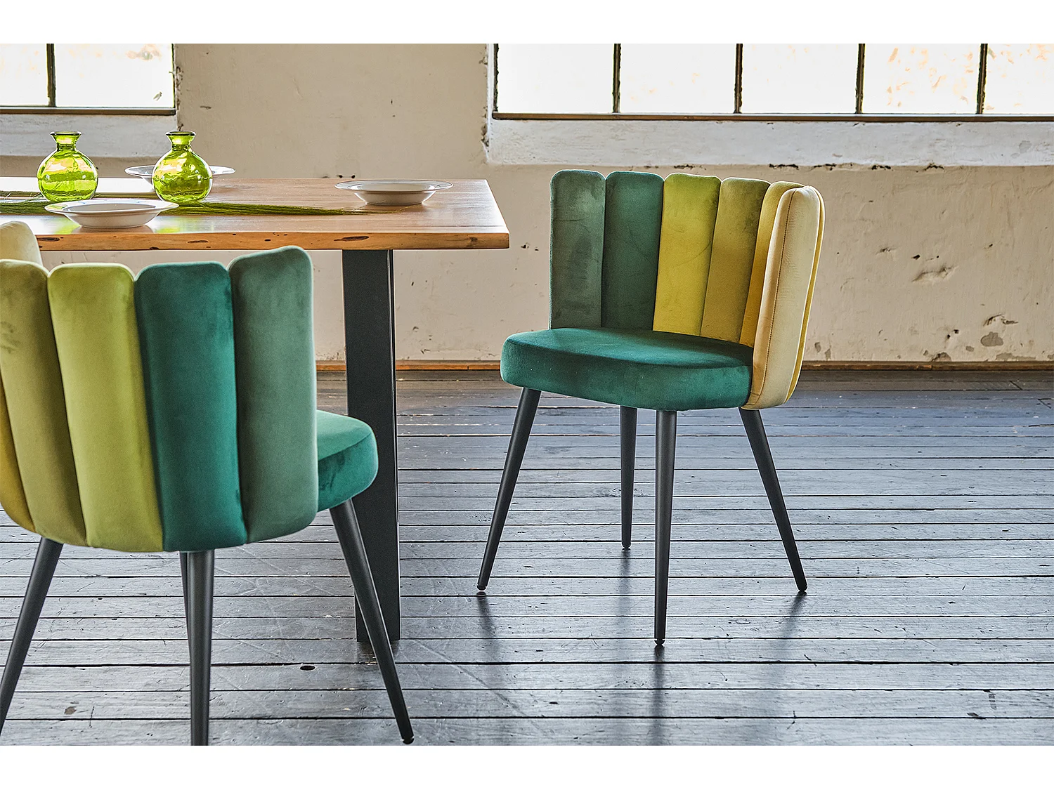 Chaise rembourrée - Vert Velours - JADA