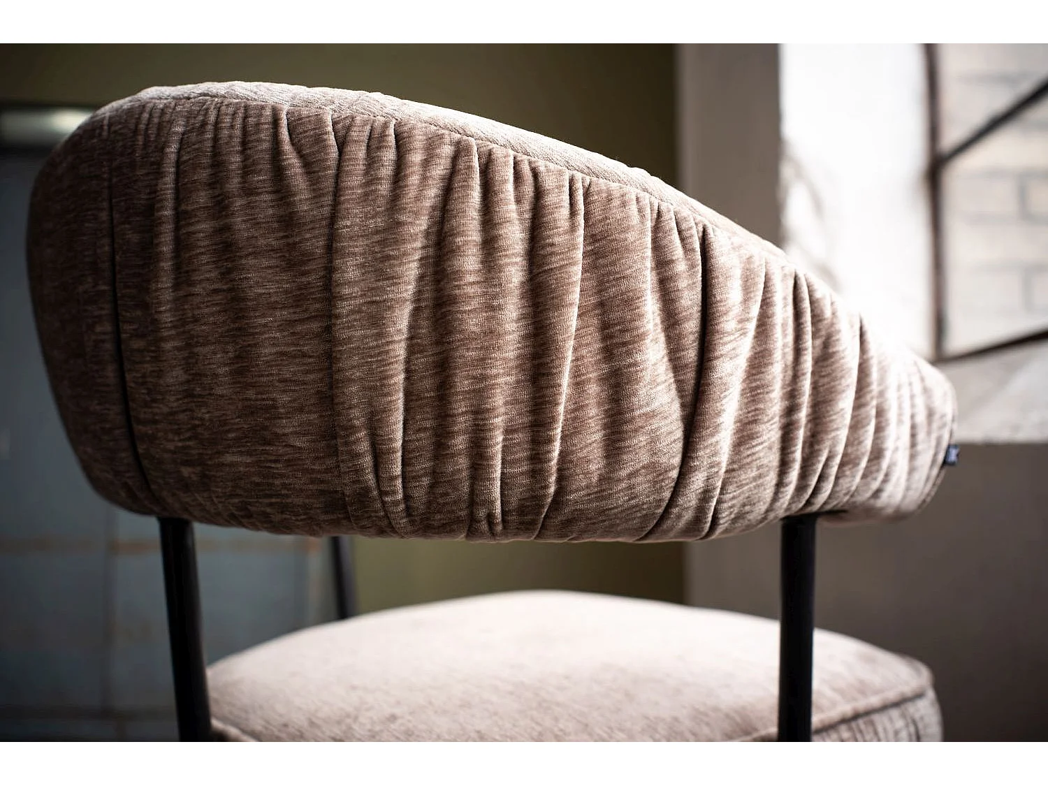 Chaise - marron tissu tissé - RUNA