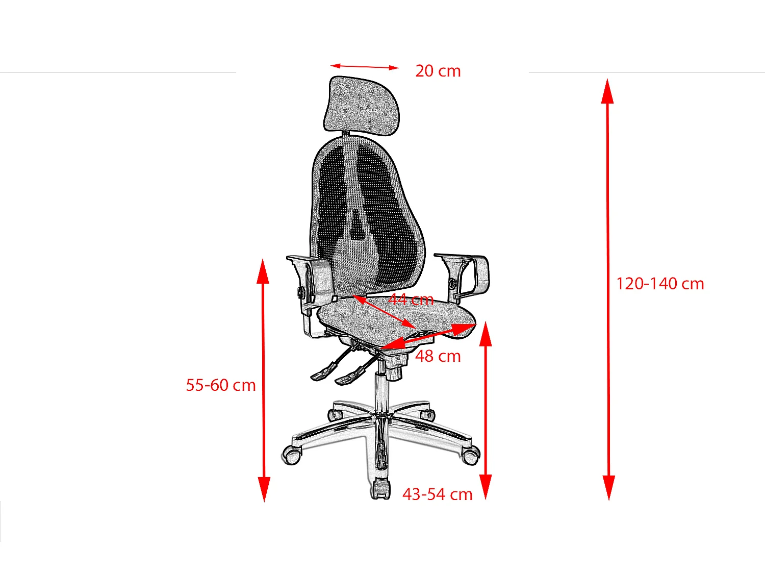 Chaise de bureau - anthracite plastique - 64 x 64 cm - FINO