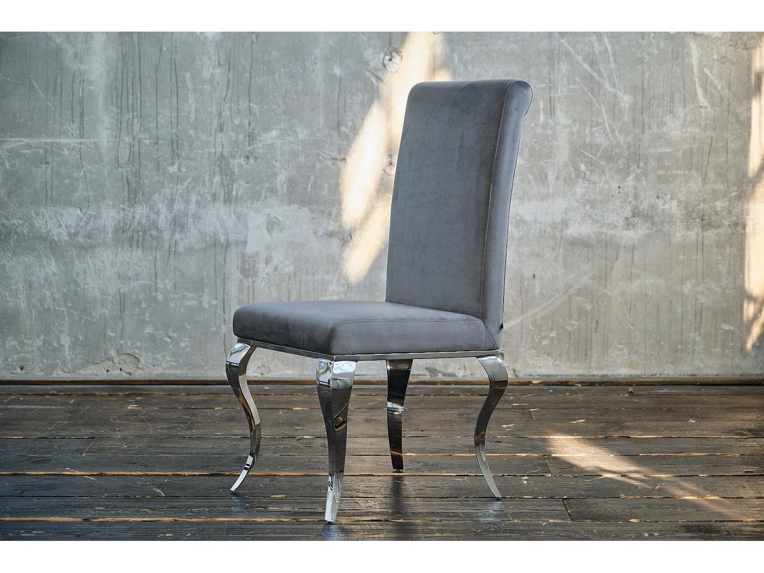 Chaise rembourrée - Gris Velours - LEIA