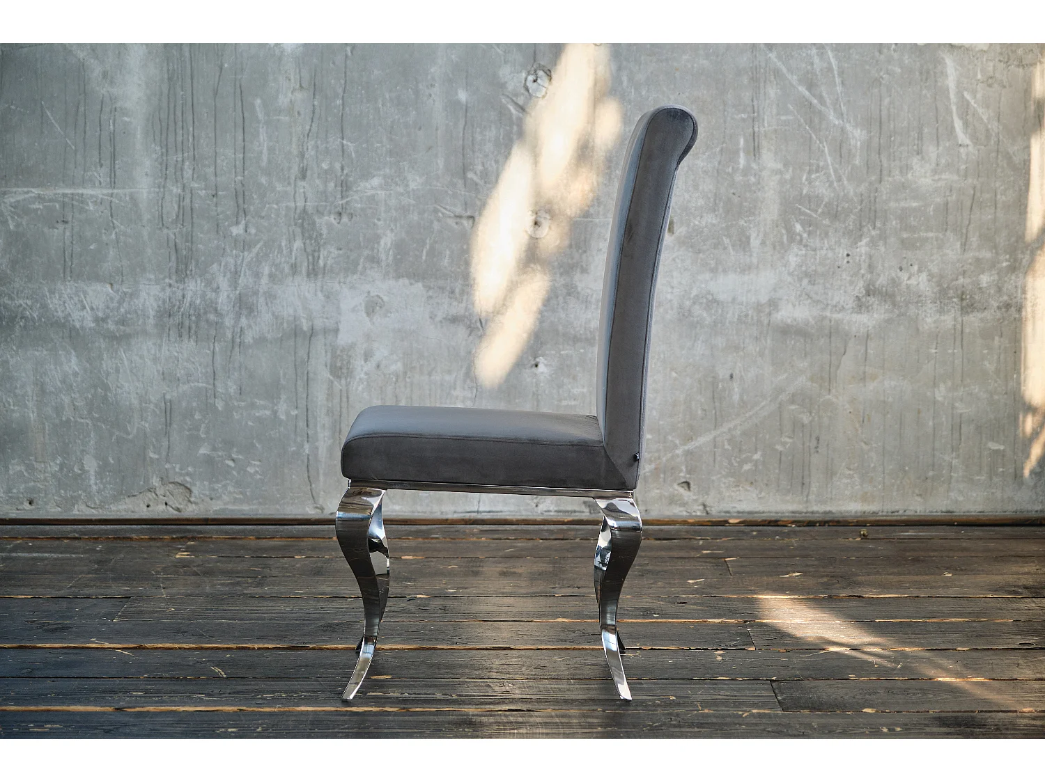 Chaise rembourrée - Gris Velours - LEIA