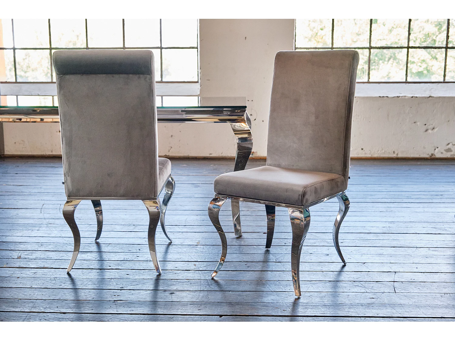 Chaise rembourrée - Gris Velours - LEIA