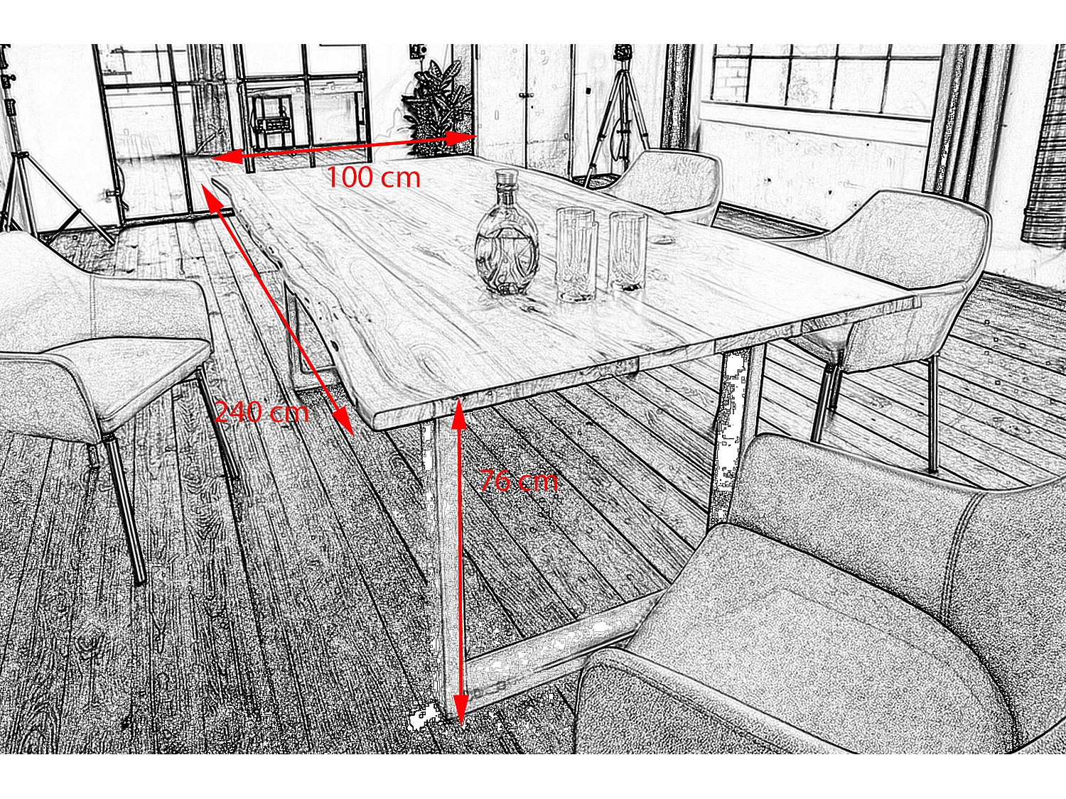 Esstisch - Holz Holz - 240 x 100 cm - LORE