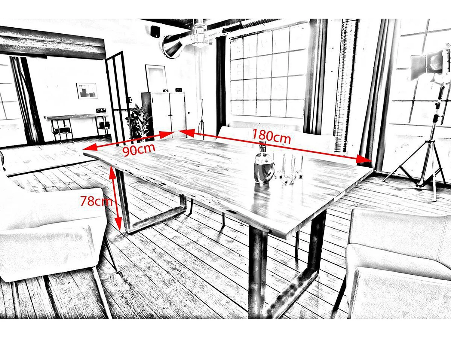 Tavolo - Legno Legno - 180 x 90 cm - LORE