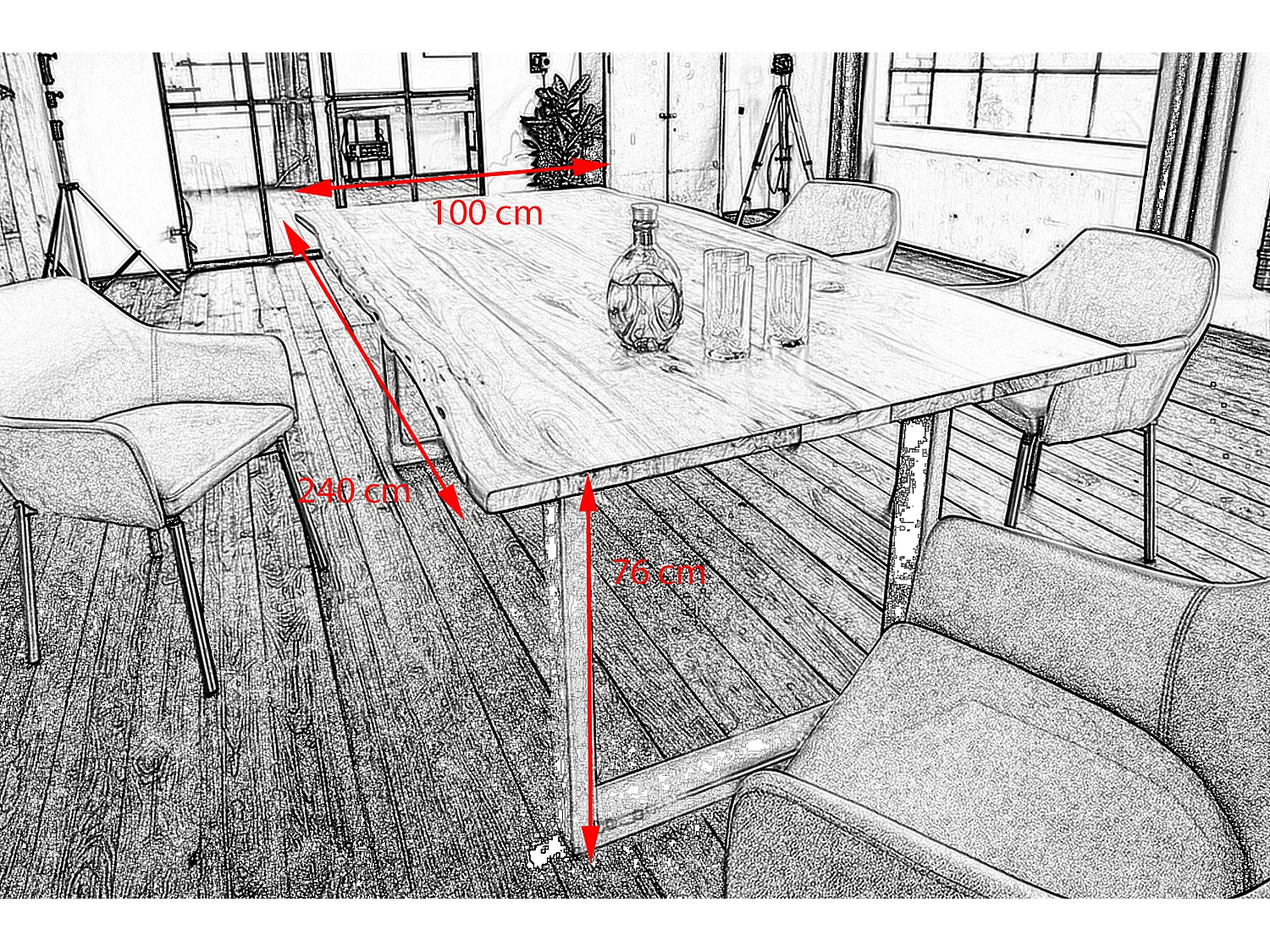 Table - Bois Bois - 220 x 100 cm - LORE