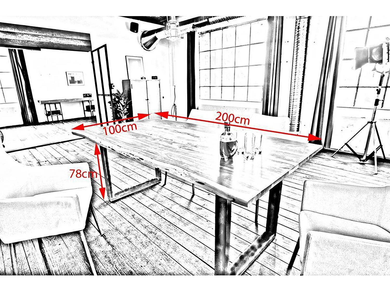 Eettafel - Hout Hout - 200 x 100 cm - LORE