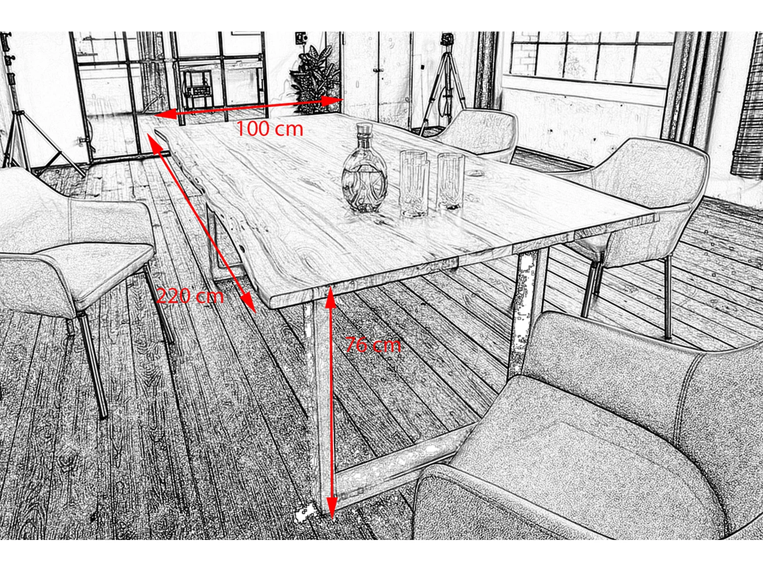 Table - Bois Bois - 220 x 100 cm - LORE