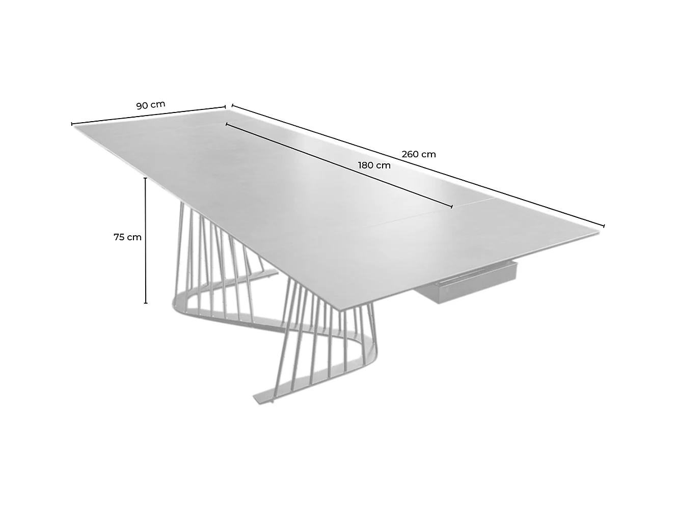 Ausziehtisch - Schwarz Glas - 180 x 90 cm - ELOISE
