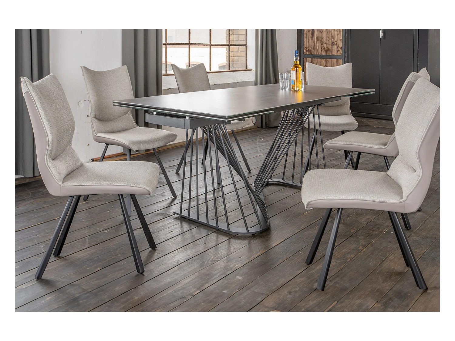 Ausziehtisch - Schwarz Glas - 180 x 90 cm - ELOISE