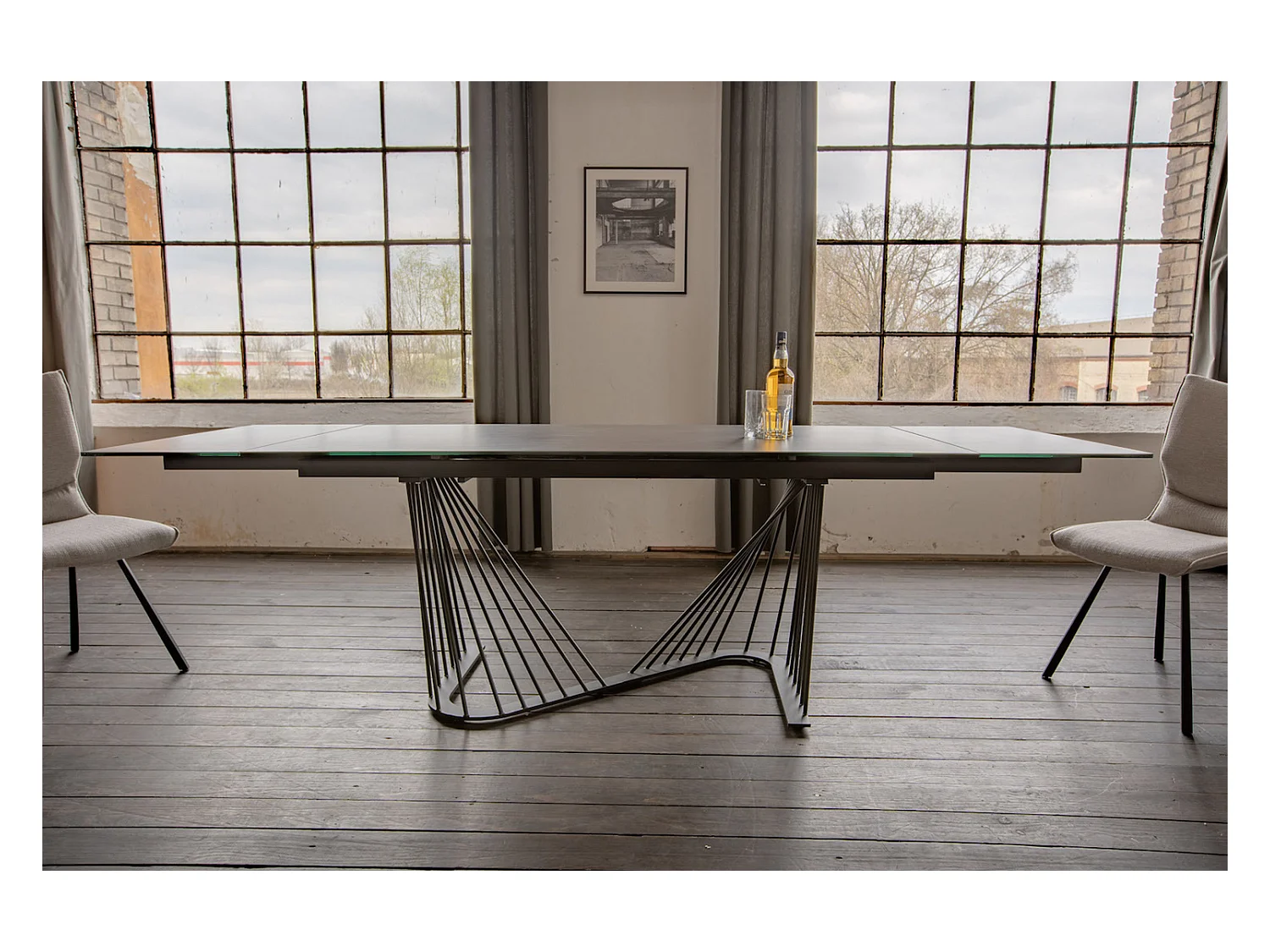 Ausziehtisch - Schwarz Glas - 180 x 90 cm - ELOISE