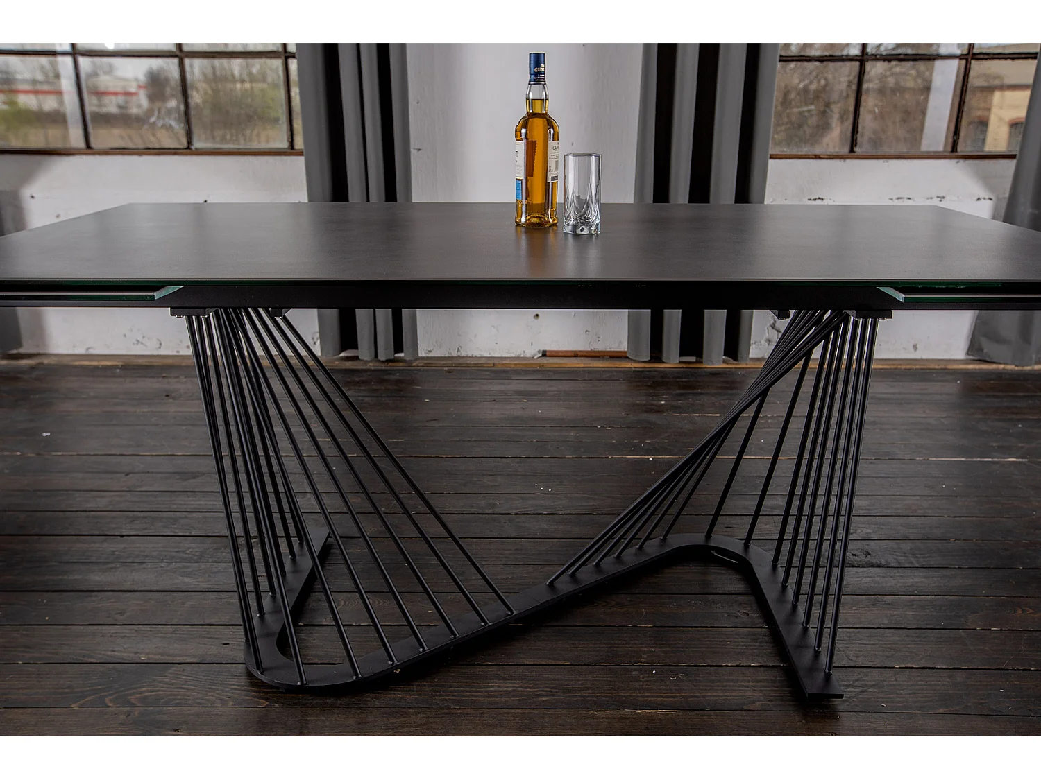 Ausziehtisch - Schwarz Glas - 180 x 90 cm - ELOISE