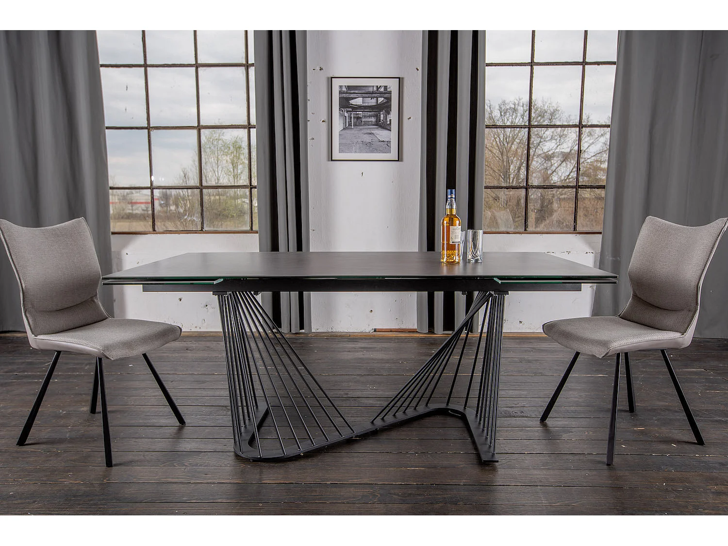 Ausziehtisch - Schwarz Glas - 180 x 90 cm - ELOISE