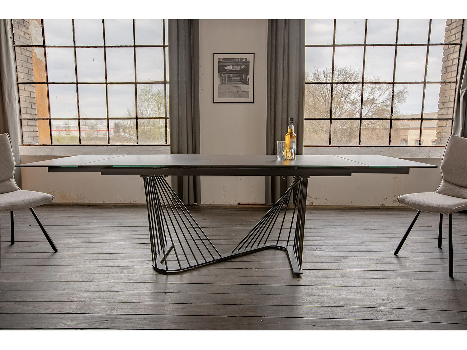 Ausziehtisch - Schwarz Glas - 180 x 90 cm - ELOISE