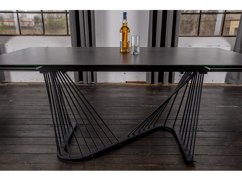 Ausziehtisch - Schwarz Glas - 200 x 100 cm - ELOISE