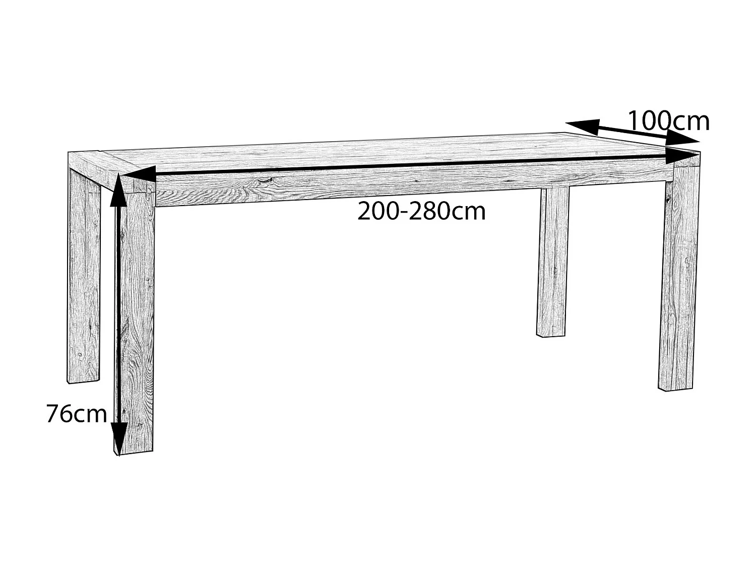 Table - Bois Bois - 200 x 100 cm - LIAN