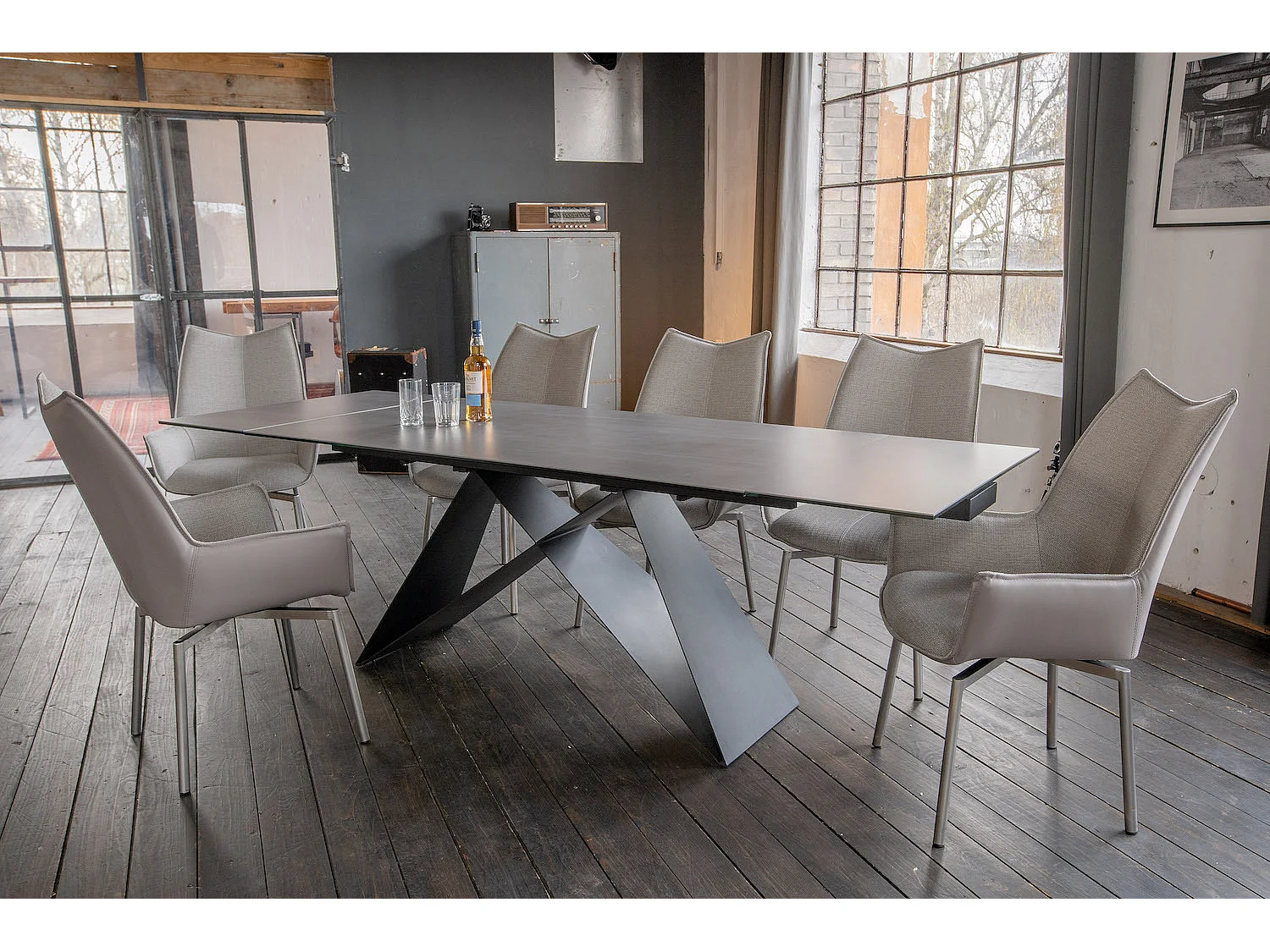 Ausziehtisch - Schwarz Glas - 160 x 90 cm - BENNO