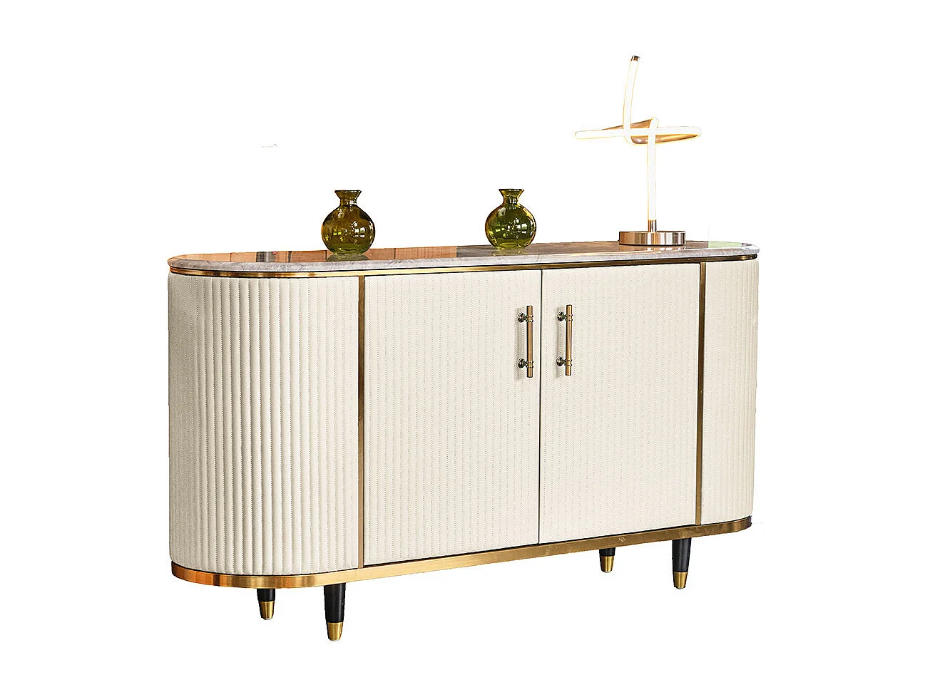 Buffet - blanc Similicuir, marbre - MARIA