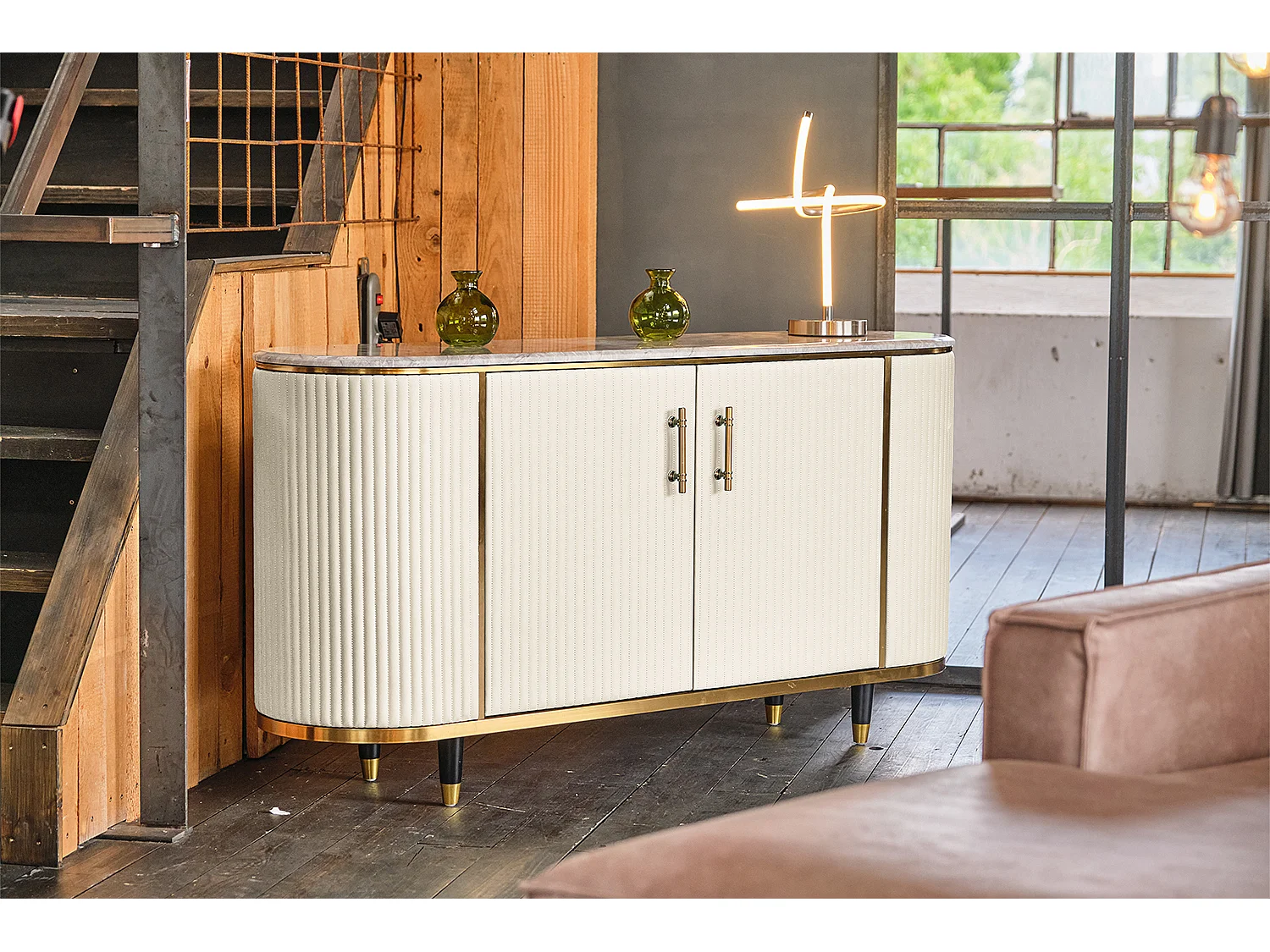 Buffet - blanc Similicuir, marbre - MARIA