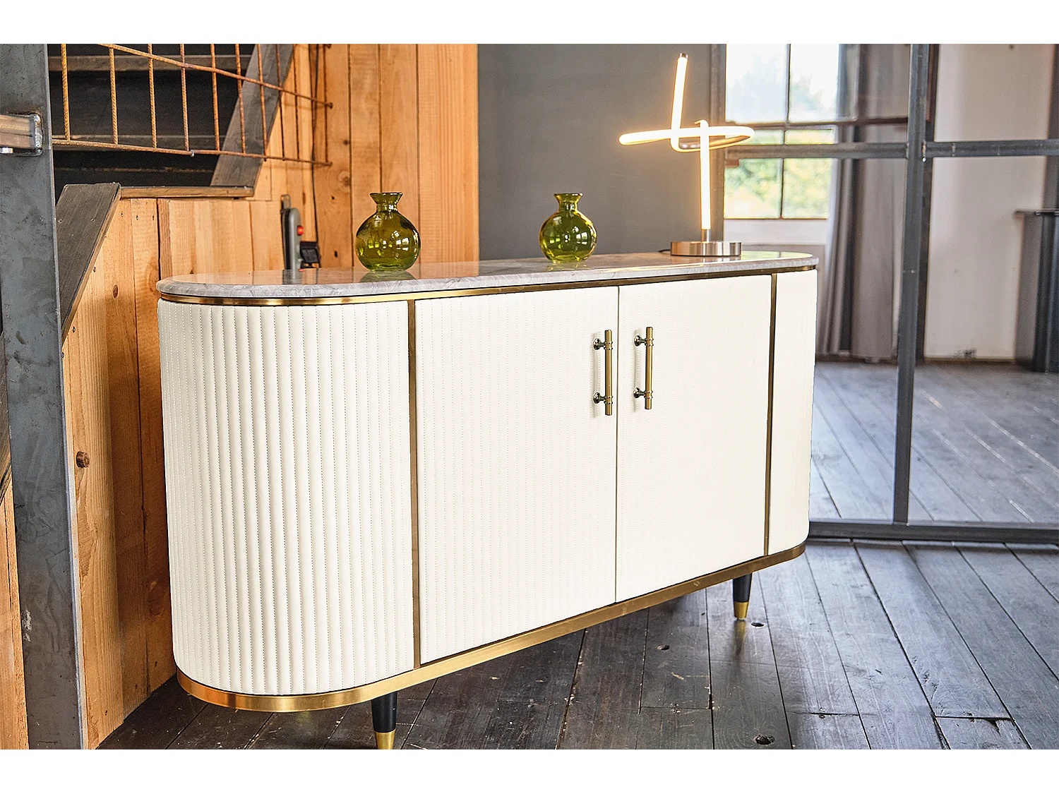 Buffet - blanc Similicuir, marbre - MARIA