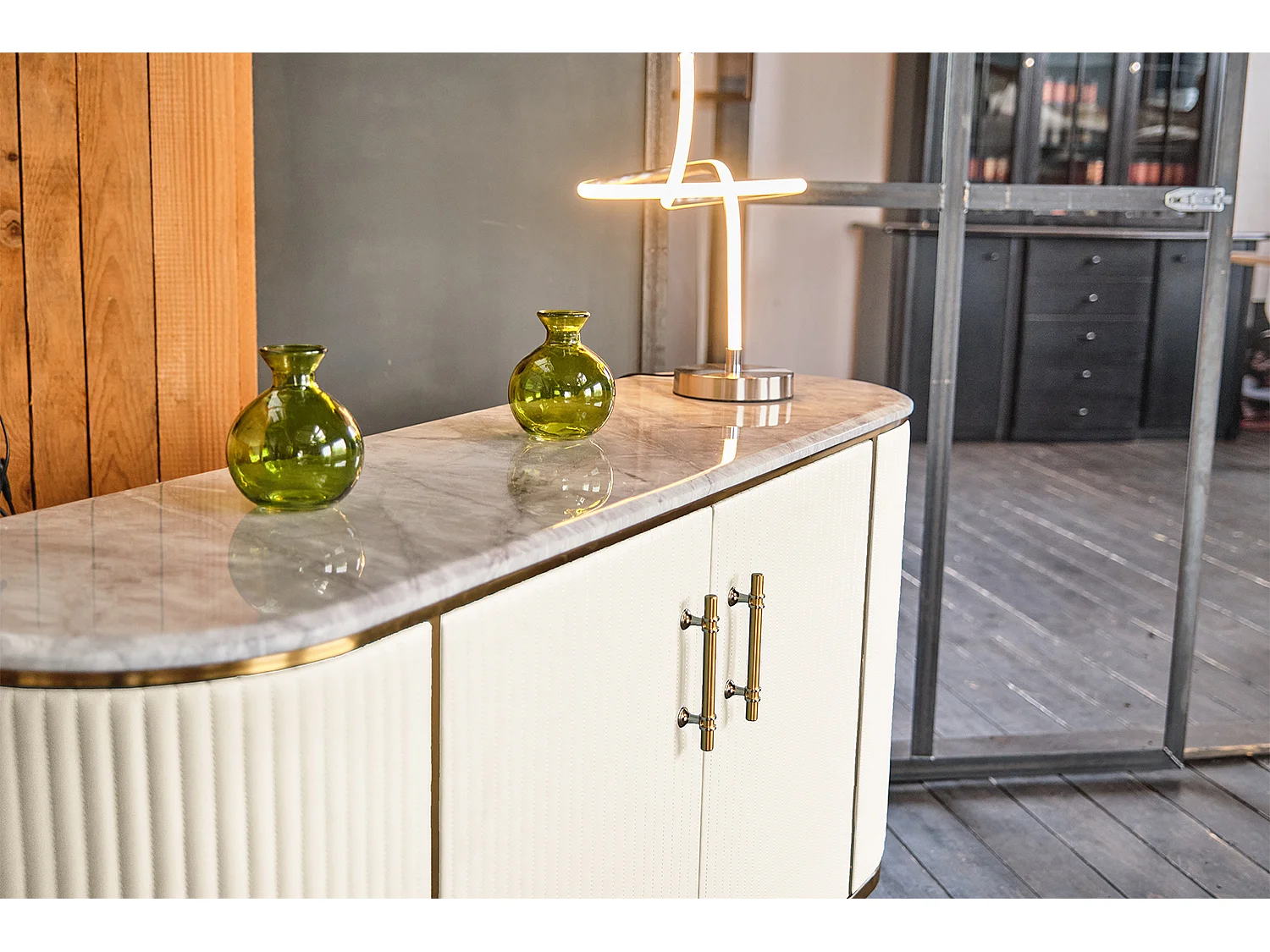 Buffet - blanc Similicuir, marbre - MARIA