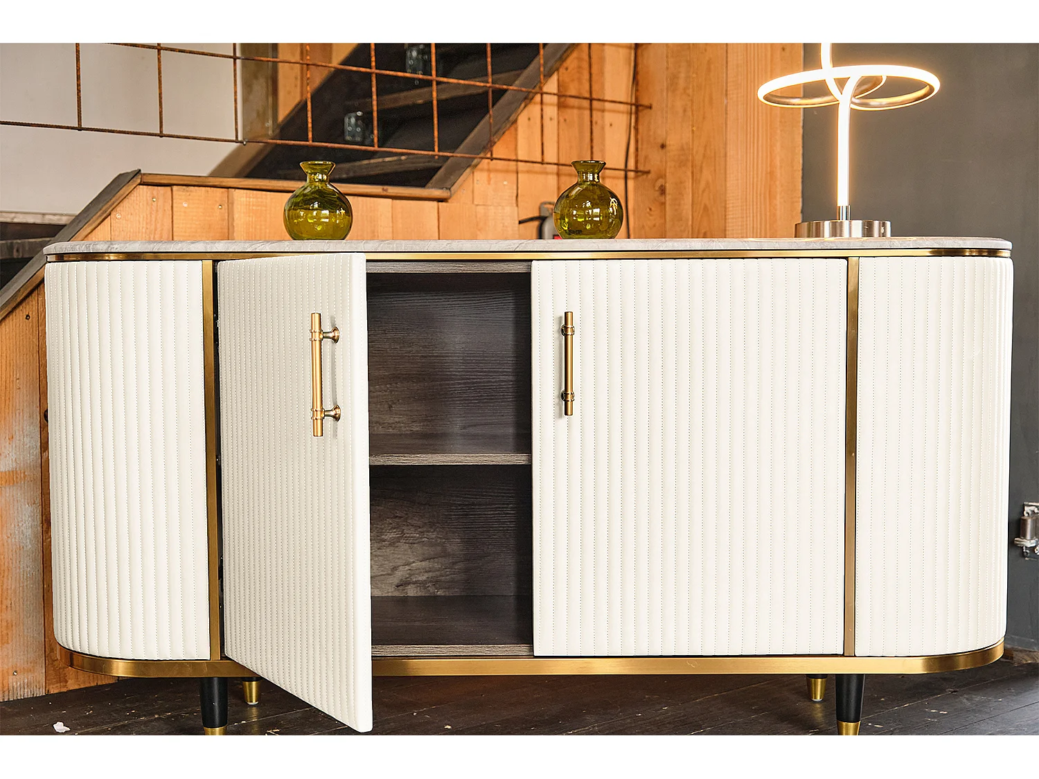 Buffet - blanc Similicuir, marbre - MARIA