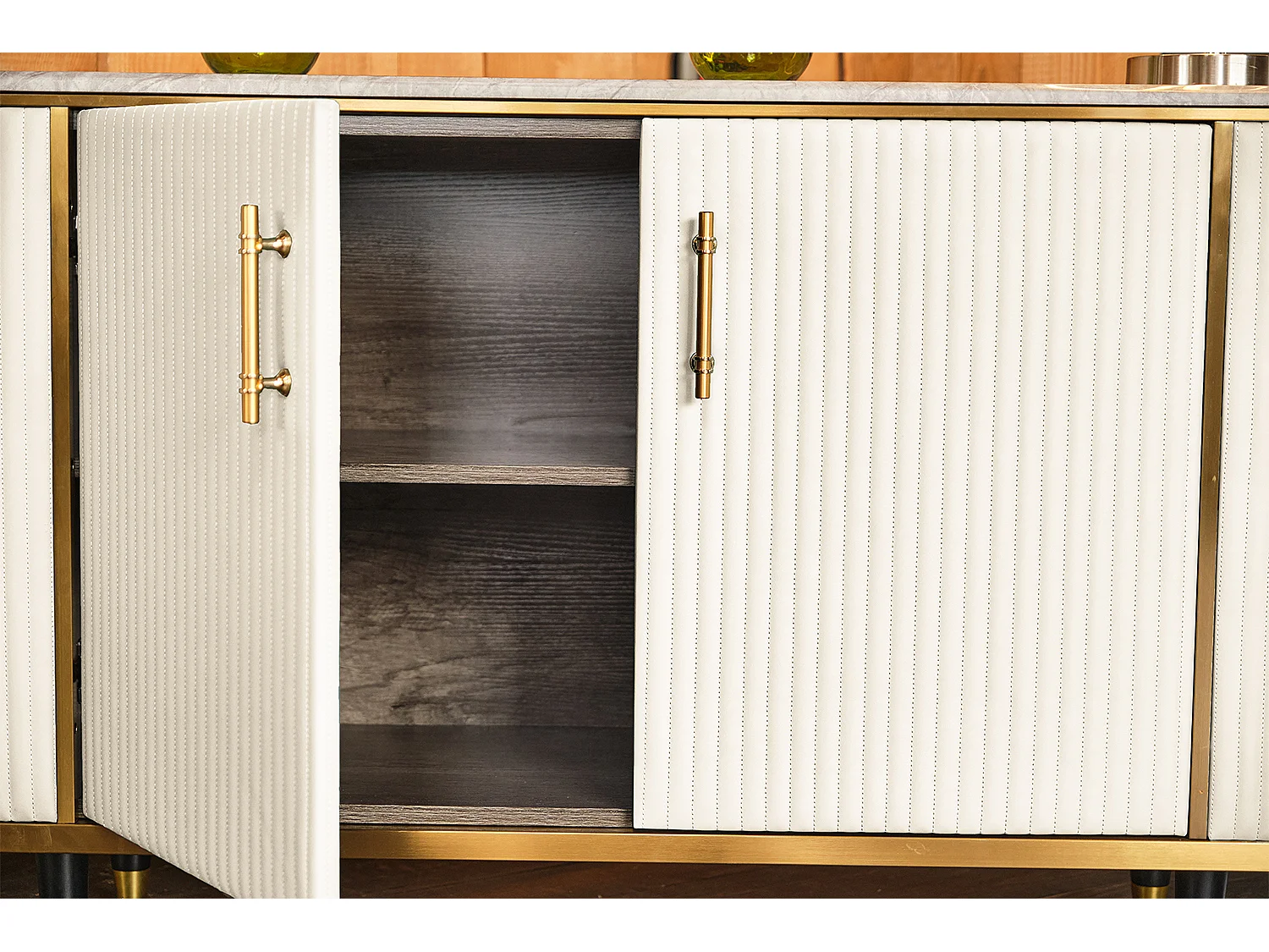 Buffet - blanc Similicuir, marbre - MARIA