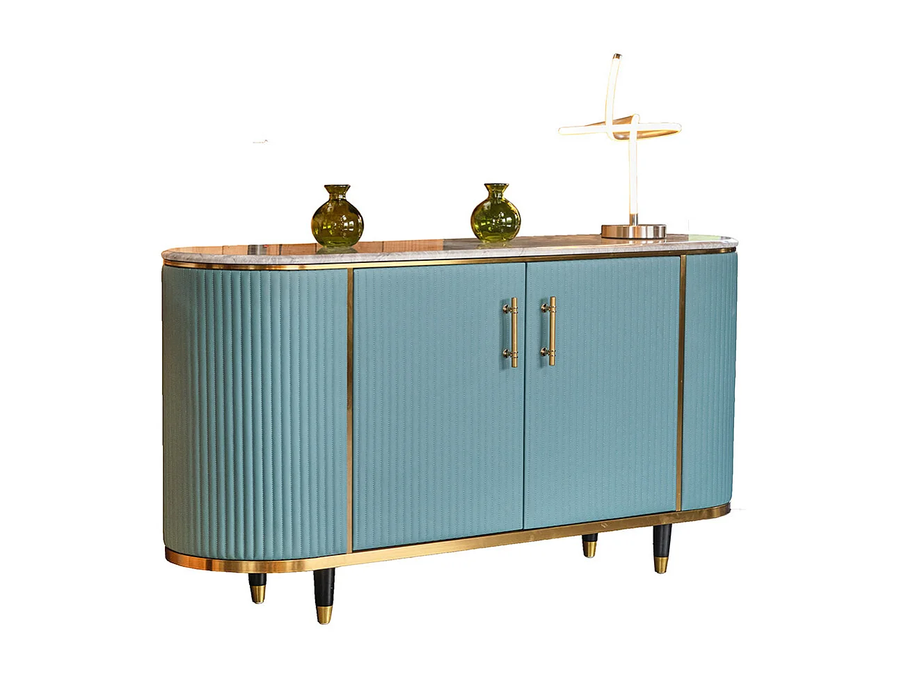 Sideboard - Hellblau Kunstleder - MARIA