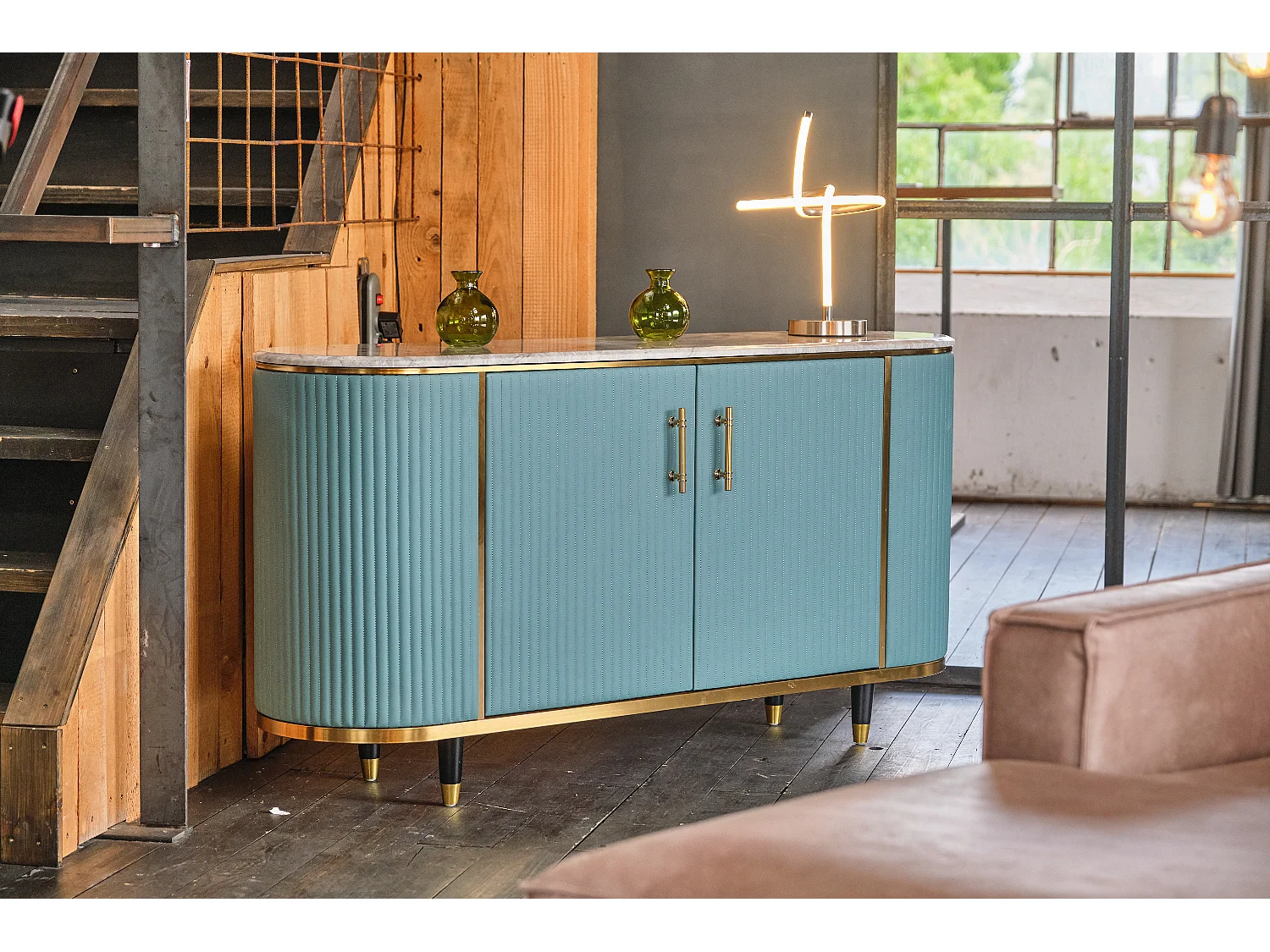 Dressoir - Lichtblauw Imitatieleer - MARIA