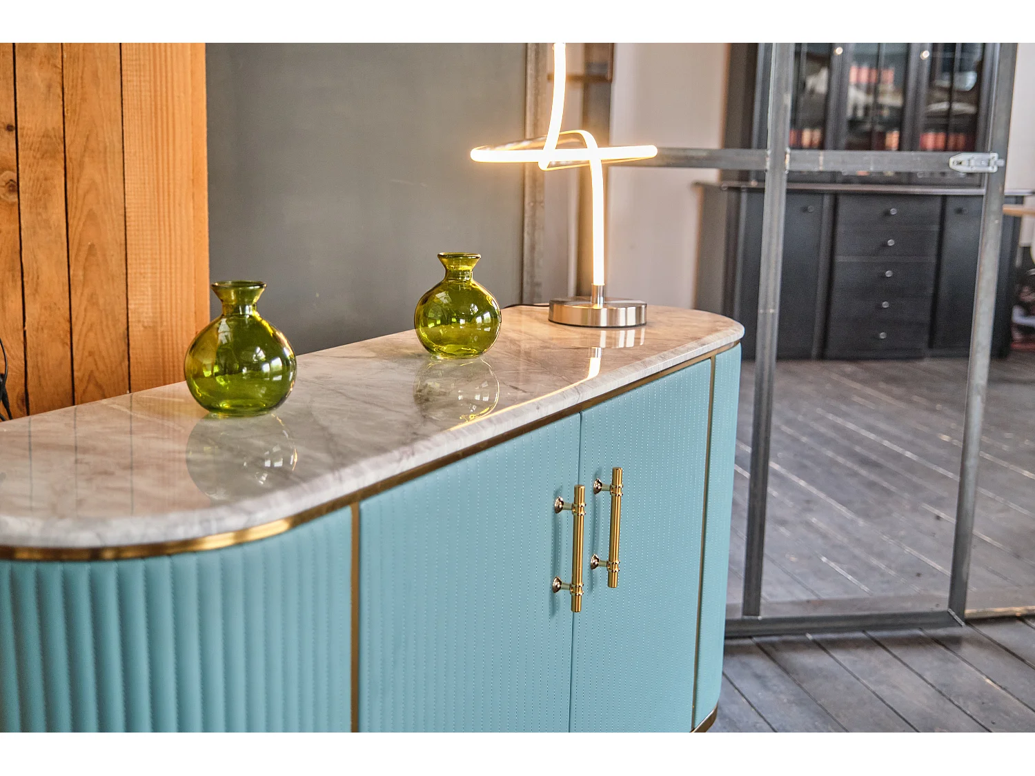 Dressoir - Lichtblauw Imitatieleer - MARIA