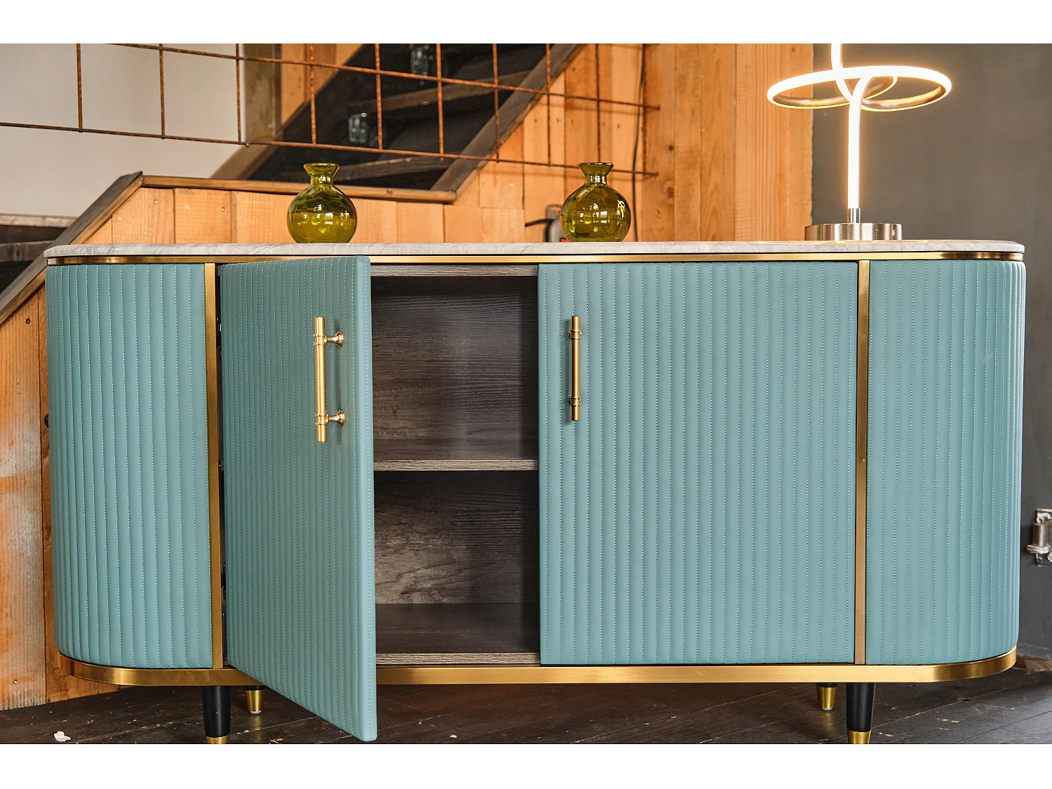 Dressoir - Lichtblauw Imitatieleer - MARIA