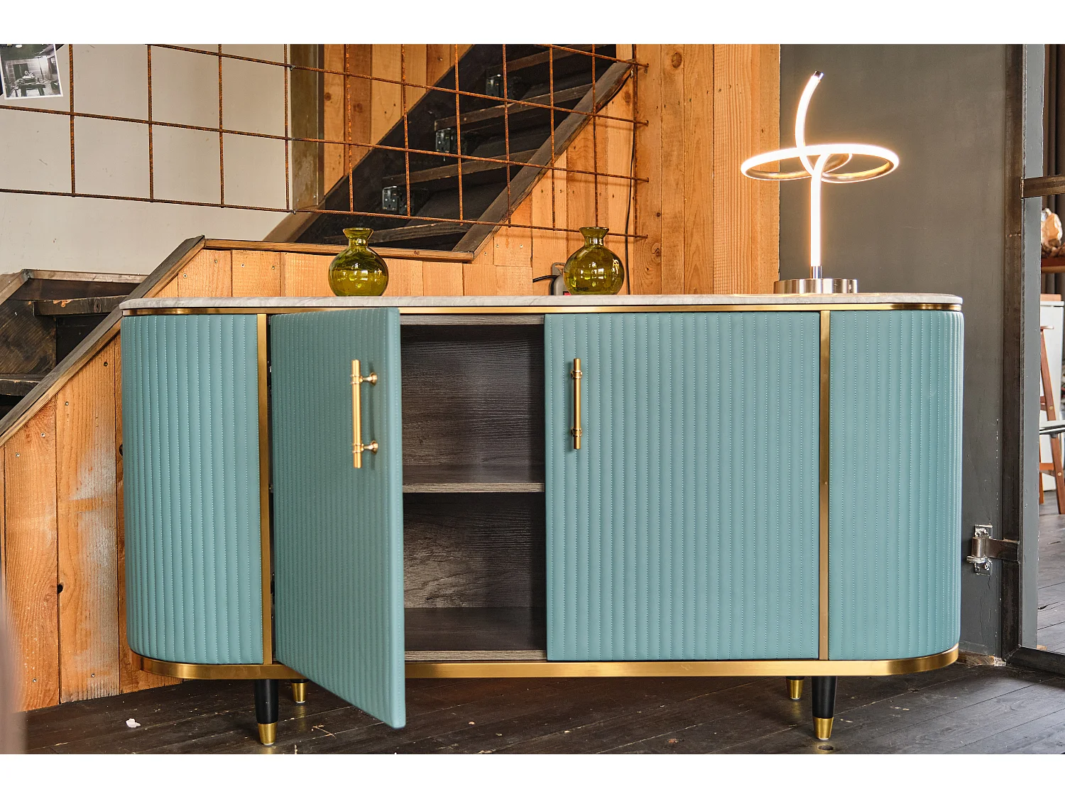 Dressoir - Lichtblauw Imitatieleer - MARIA