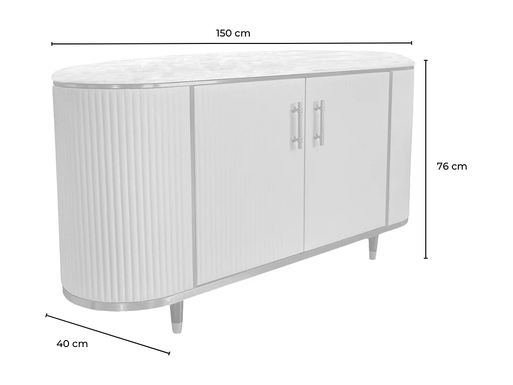 Dressoir - Lichtblauw Imitatieleer - MARIA