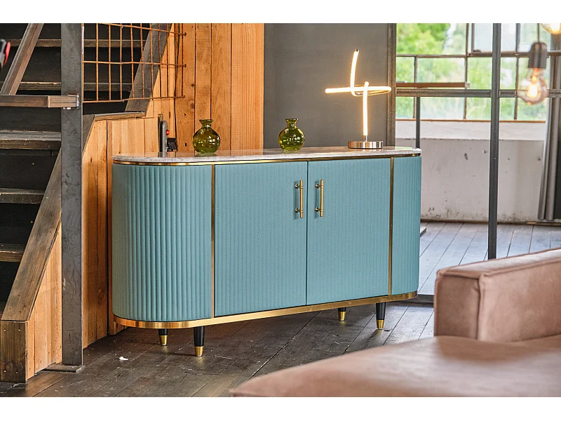 Buffet - bleu clair similicuir - MARIA