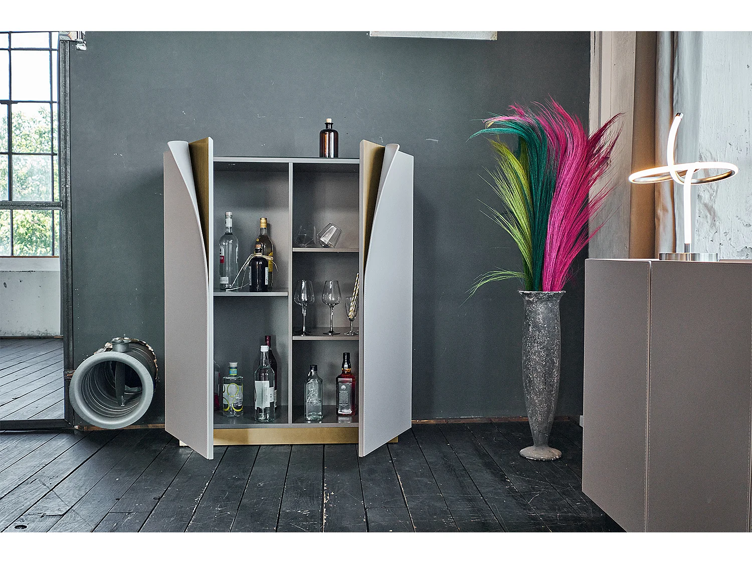 Highboard - Grau Holz - EMMA