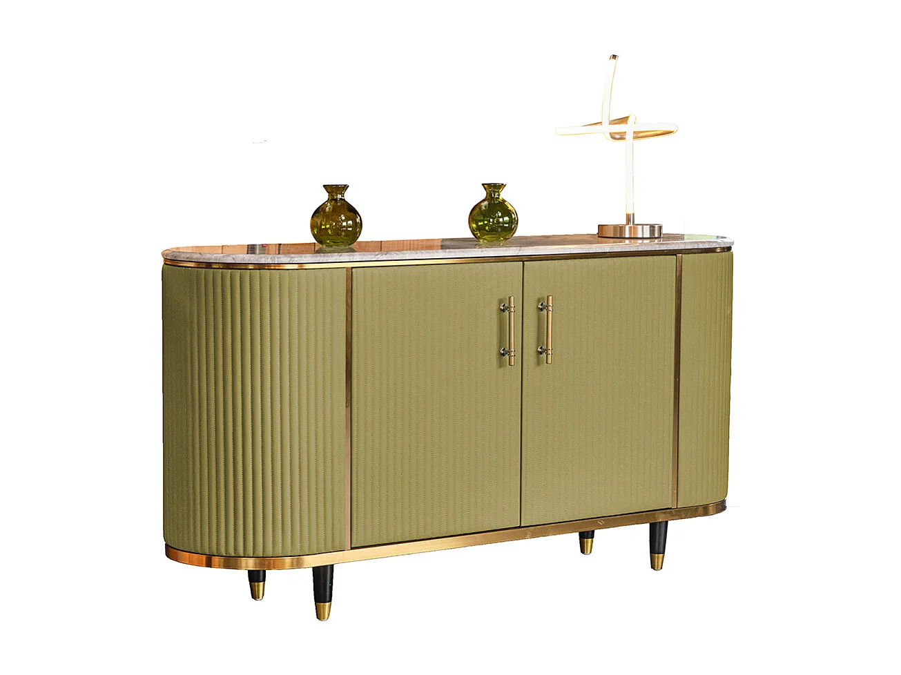 Buffet - Vert Marbre, similicuir - MARIA