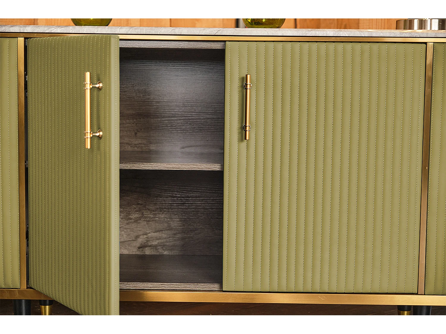 Buffet - Vert Marbre, similicuir - MARIA