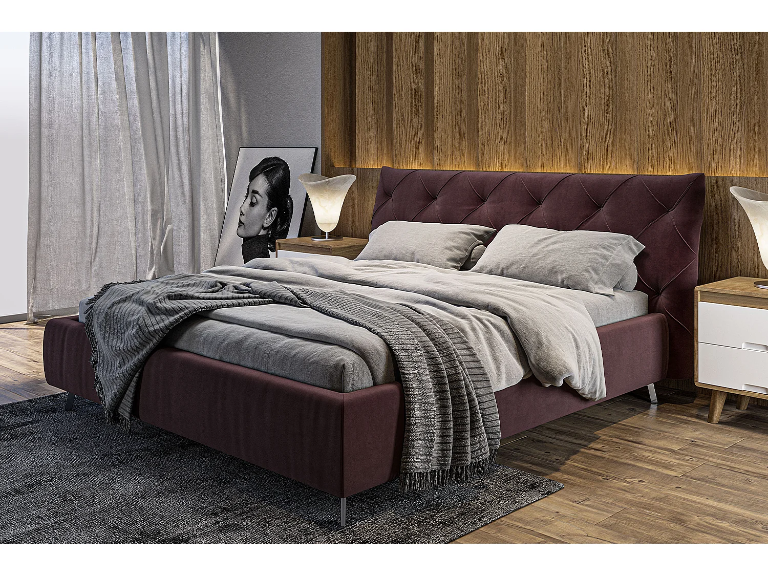 Cama - Violeta terciopelo - ANNY