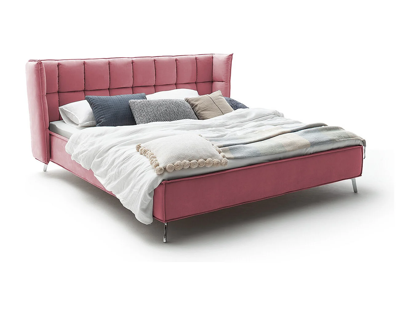 Lit - Bordeaux tissu tissé - SOFIA