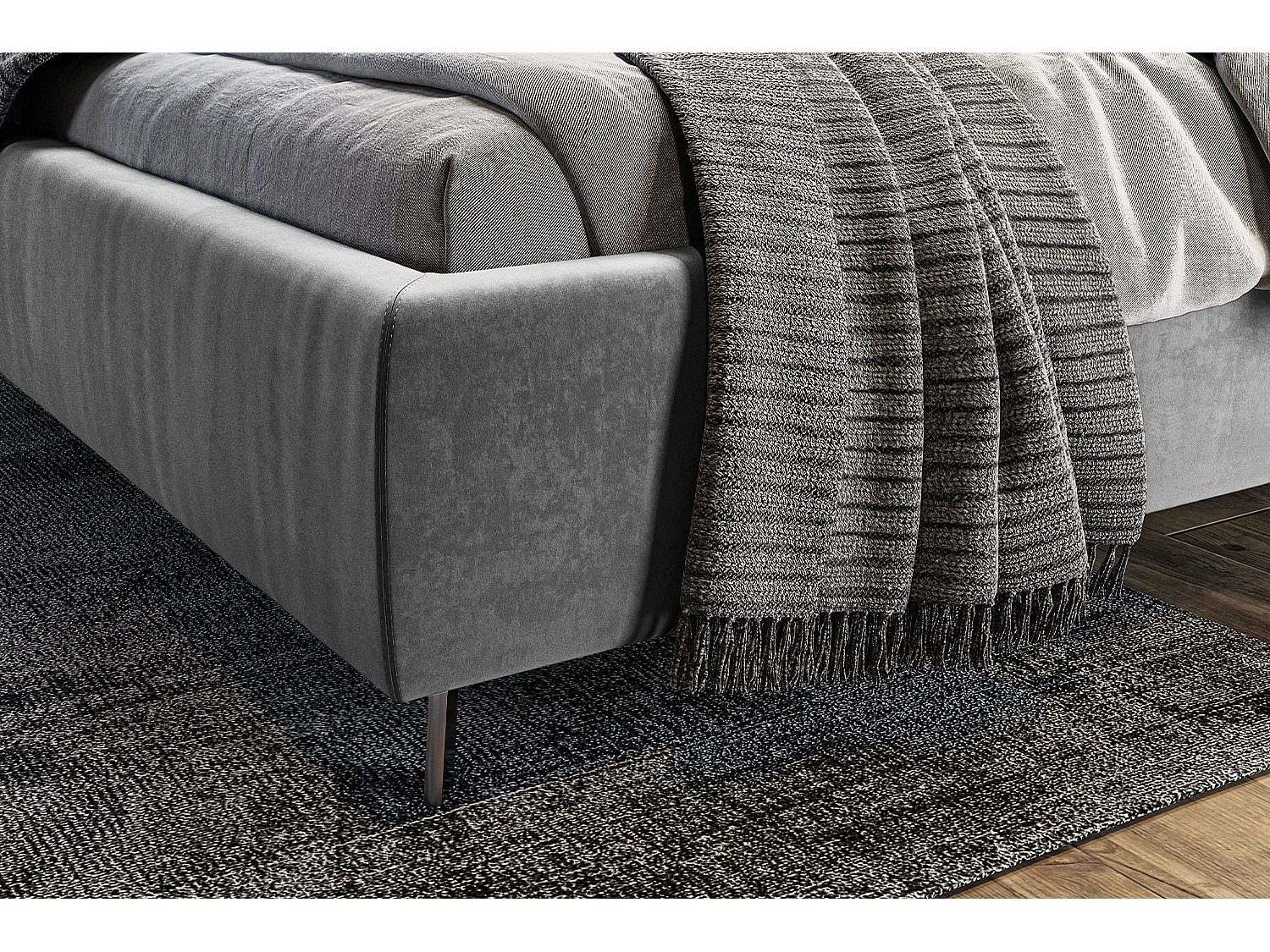 Lit - argent Velours - ANNY