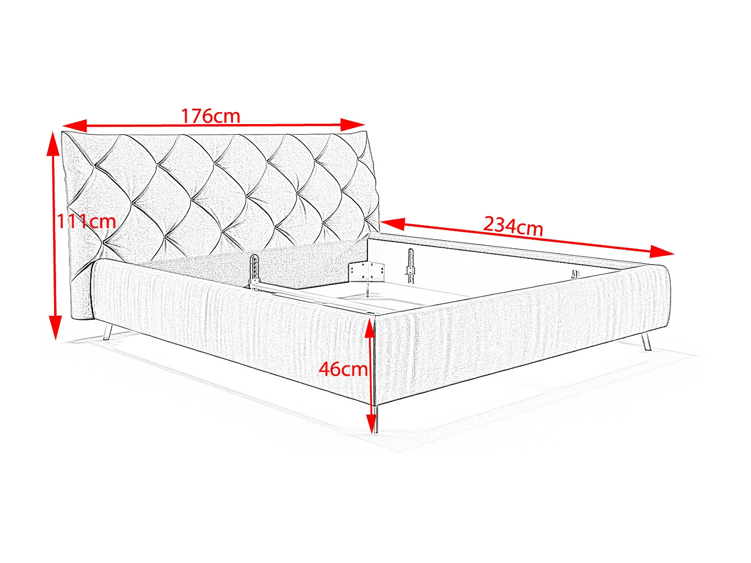 Polsterbett - Silber Velvet - ANNY