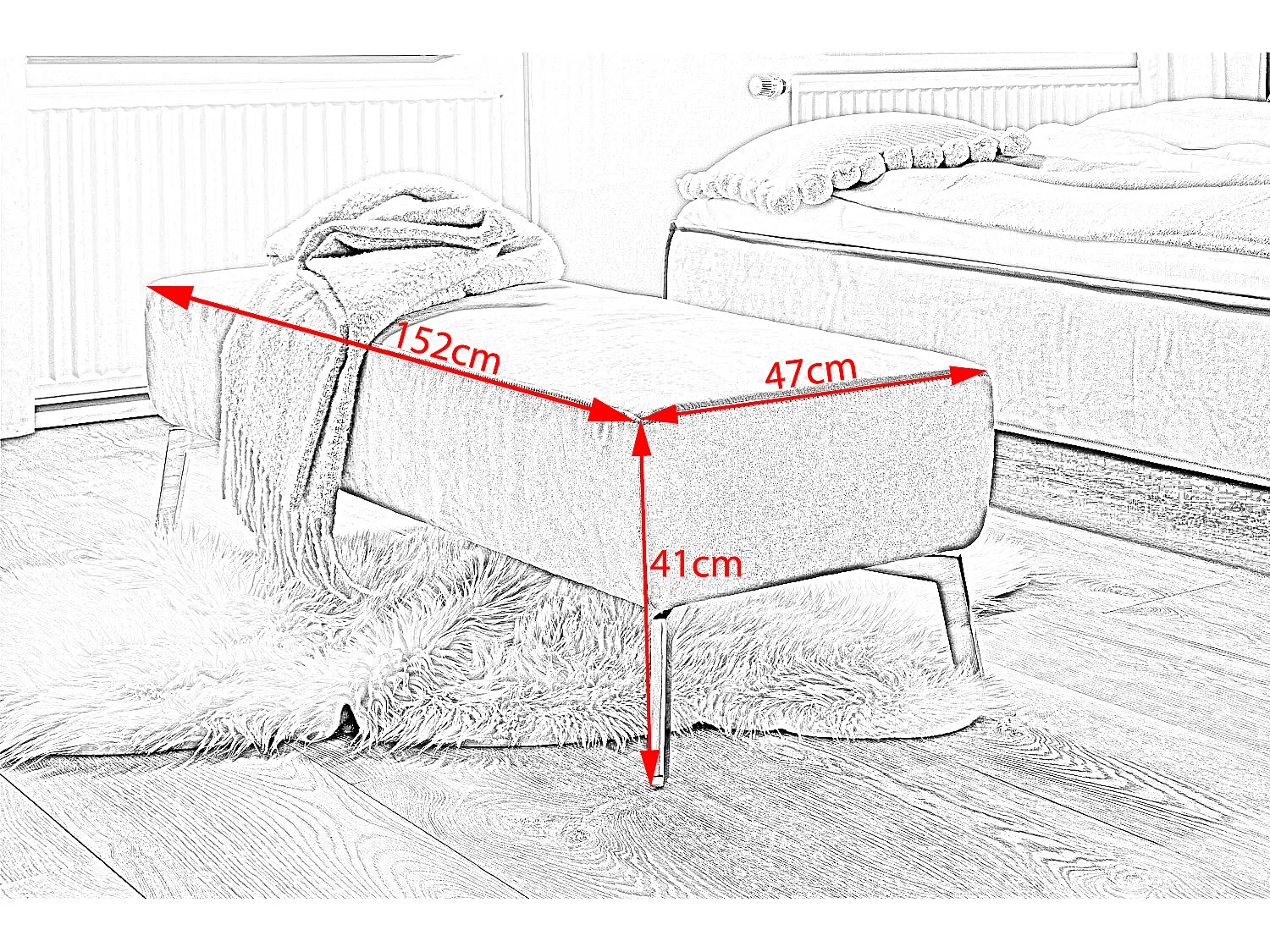 Letto - marrone castagna tessuto intrecciato - SOFIA