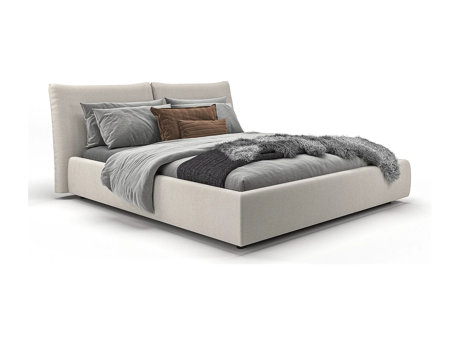 Lit - beige velours côtelé - HENRY