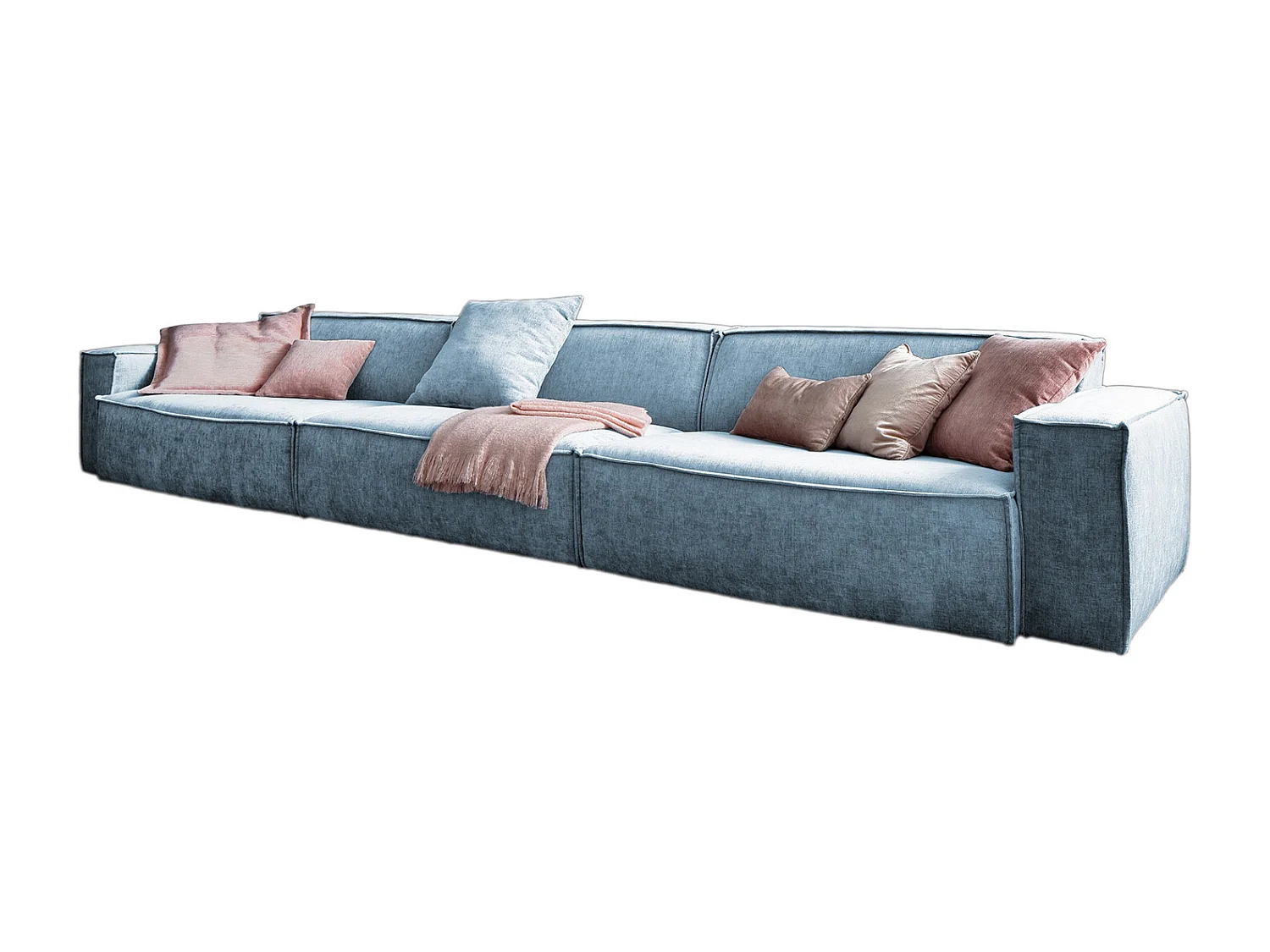 Riesensofa - Hellblau Webstoff - SAMU