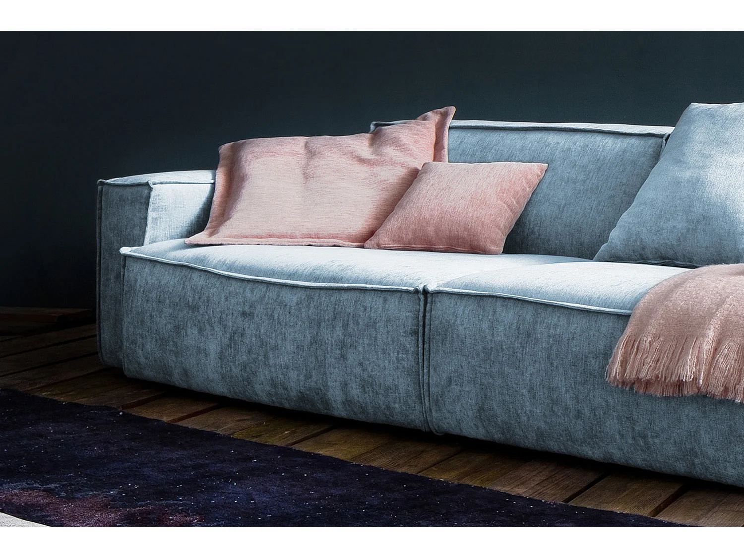 Riesensofa - Hellblau Webstoff - SAMU