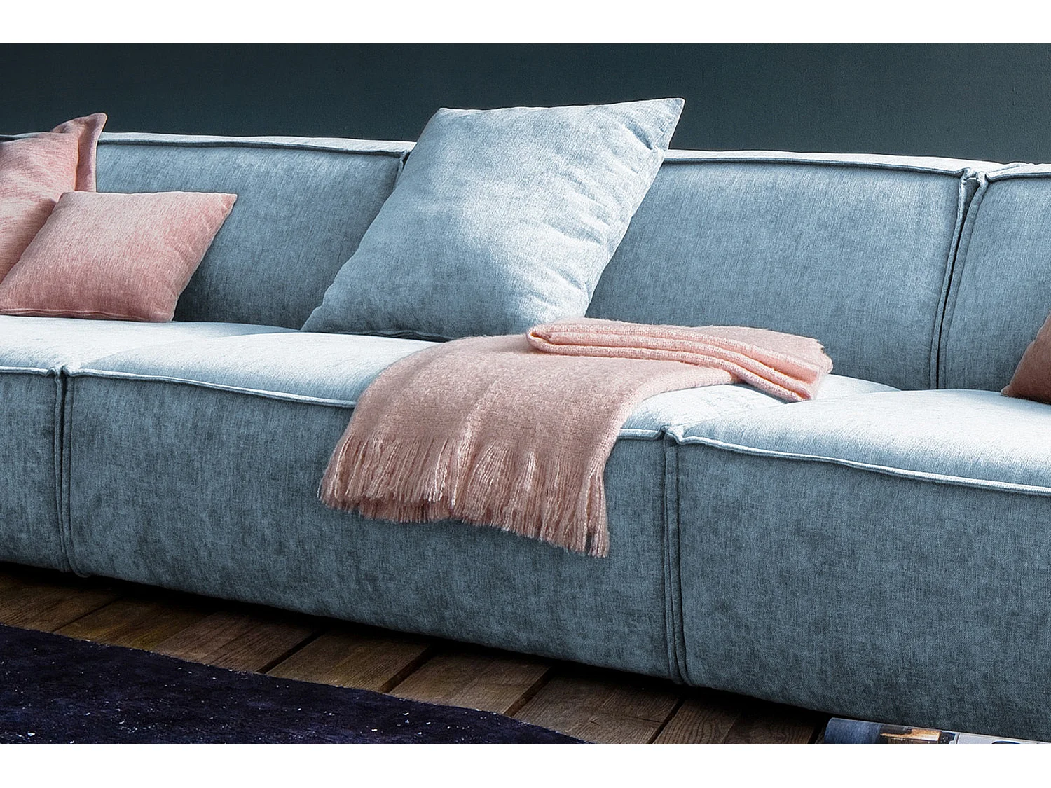 Riesensofa - Hellblau Webstoff - SAMU