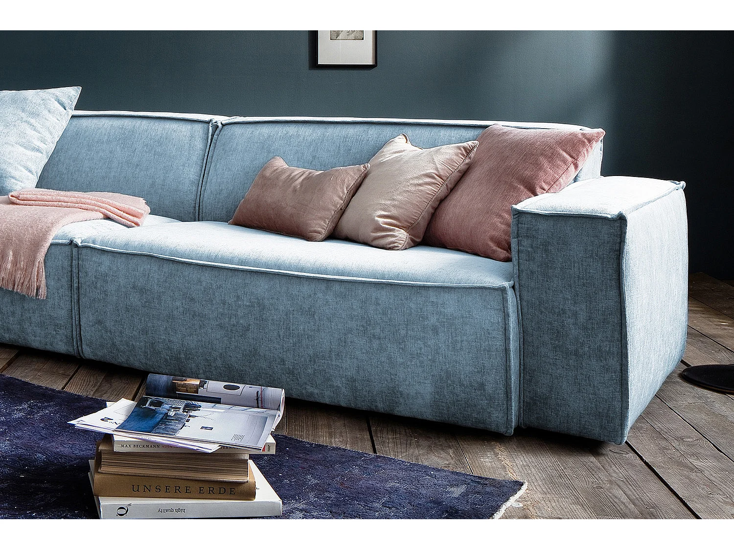 Riesensofa - Hellblau Webstoff - SAMU