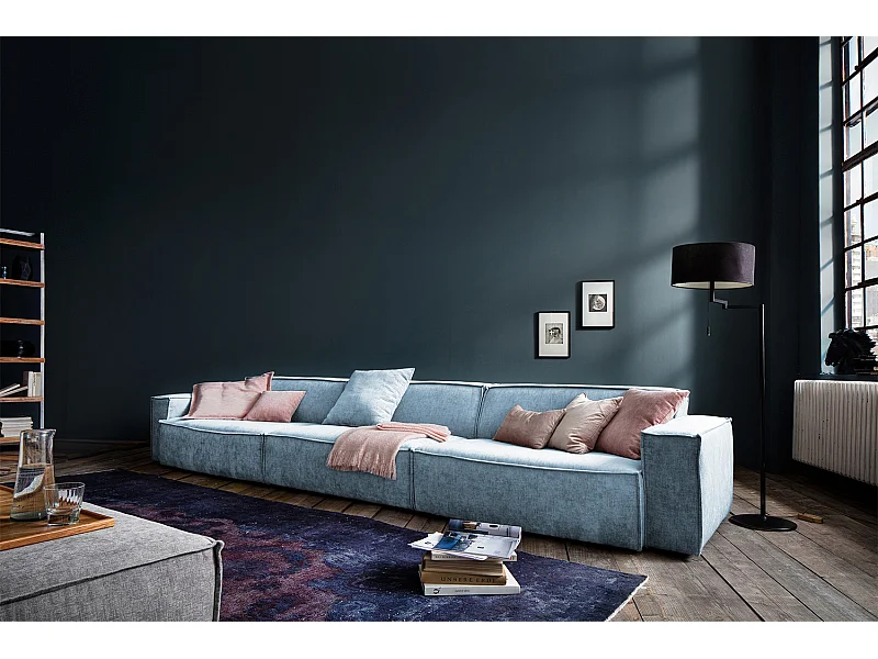 Riesensofa - Hellblau Webstoff - SAMU
