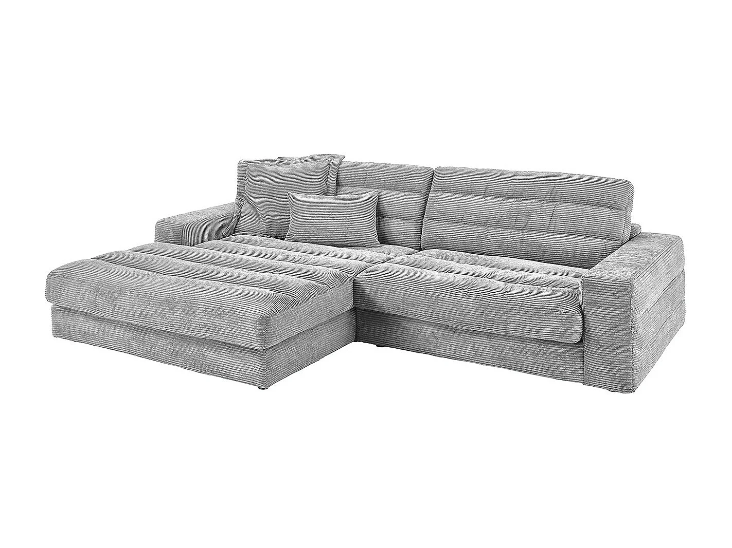Ecksofa - Hellgrau Cord - LANA